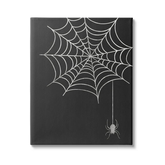 Casual Black Hanging Spider Web Holiday Graphic Art Gallery Wrapped Canvas Print Wall Art
