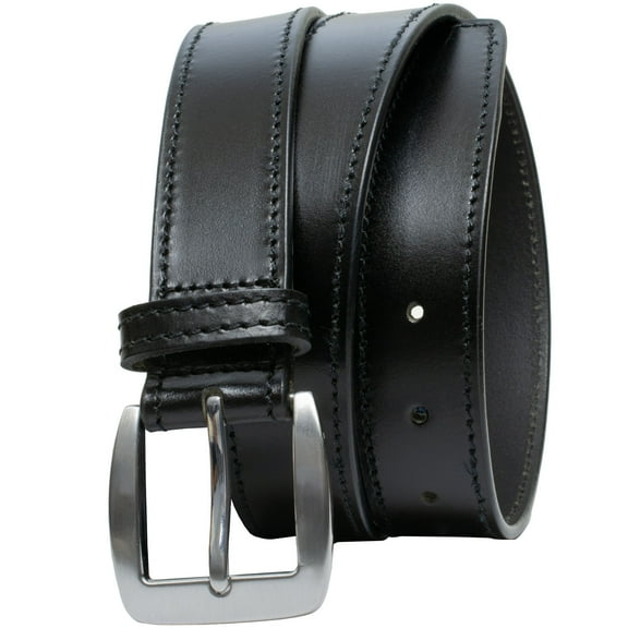 Casual Black Leather Belt by Nickel Smart® | Nickel Free Buckle with Black Leather Strap, Hypoallergenic Buckle Means NO Stomach Rash, Casual Black Leather Belt