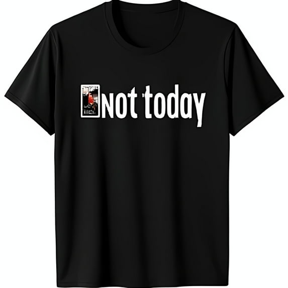 Casual Black T-Shirt with Bold Not Today Graphic & Red Dress Design