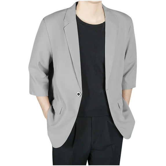 Casual Blazer For Men Qiggri Men's Fashionable Solid Color Lapel Breasted Hanging Pocket Suit Jacket