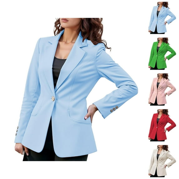 Casual Blazer Jacket for Women 2025 Long Sleeve Button Notch Lapel Collar Slim Fit Business Casual Work Office Jacket