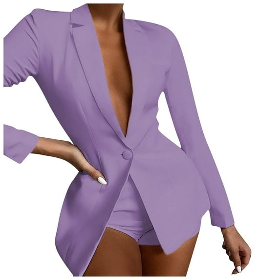 Casual Blazer for Women Business Fashion Long Sleeve Suit Jackets Solid Lapel Button Coat Work Office Slim Fit Blazers Blazers for Women Fashion Casual Vestidos Casuales Para Mujer