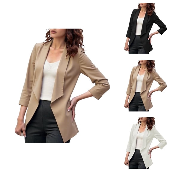 Casual Blazers for Women 2025 3/4 Sleeve Lightweight Open Front Lapel Collar Business Casual Work Office Jacket