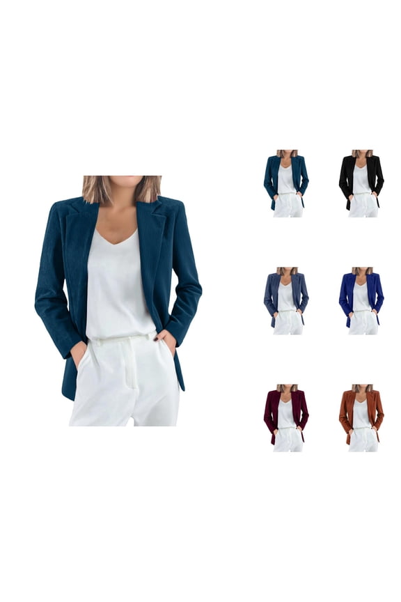 Casual Blazers for Women 2025 Corduroy Long Sleeve Notch Lapel Collar Open Front Business Casual Work Office Jacket