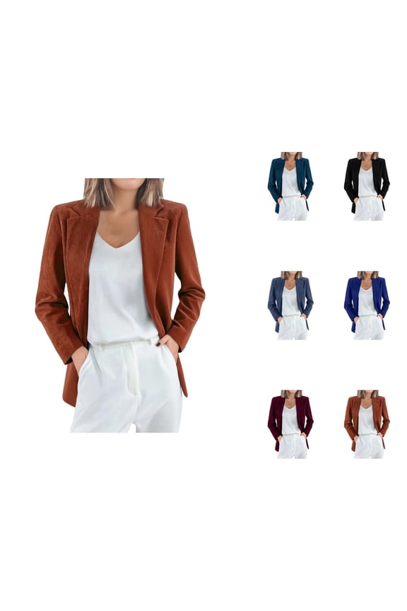 Casual Blazers for Women 2025 Corduroy Long Sleeve Notch Lapel Collar Open Front Business Casual Work Office Jacket