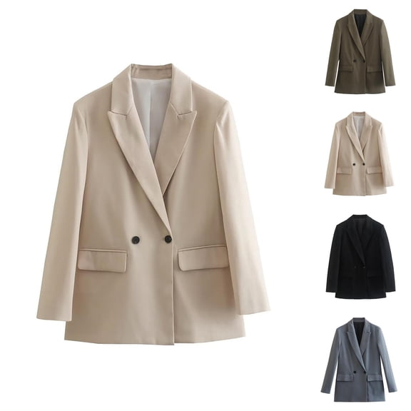 Casual Blazers for Women 2025 Fall Winter Long Sleeve Lapel Collar Open Front Business Casual Work Office Jacket