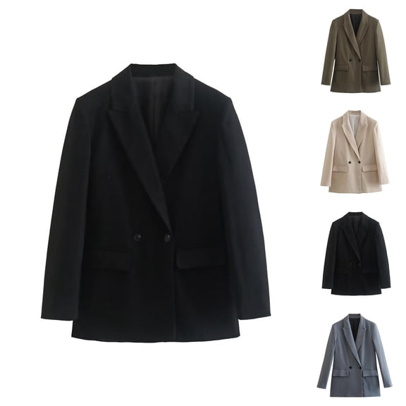 Casual Blazers for Women 2025 Fall Winter Long Sleeve Lapel Collar Open Front Business Casual Work Office Jacket