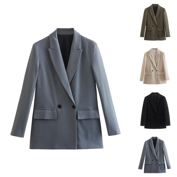 Casual Blazers for Women 2025 Fall Winter Long Sleeve Lapel Collar Open Front Business Casual Work Office Jacket