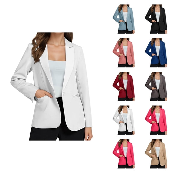 Casual Blazers for Women 2025 Long Sleeve Button Notch Lapel Collar Open Front Business Casual Work Office Jacket