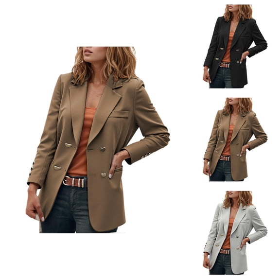 Casual Blazers for Women 2025 Long Sleeve Notch Lapel Collar Business Casual Work Office Jacket with Pockets
