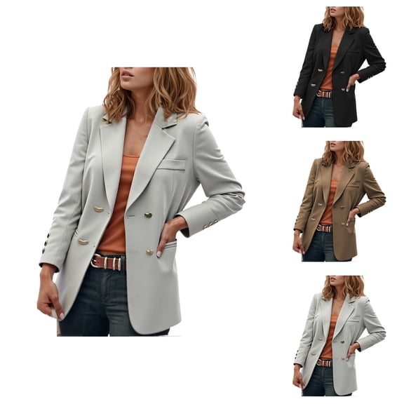 Casual Blazers for Women 2025 Long Sleeve Notch Lapel Collar Business Casual Work Office Jacket with Pockets