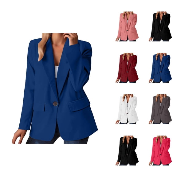 Casual Blazers for Women 2025 Long Sleeve Notch Lapel Collar Button Open Front Business Casual Work Office Jacket