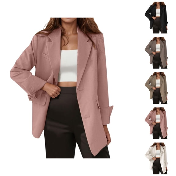 Casual Blazers for Women 2025 Long Sleeve Notch Lapel Collar Oversized Business Casual Work Office Jacket