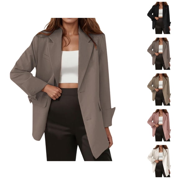 Casual Blazers for Women 2025 Long Sleeve Notch Lapel Collar Oversized Business Casual Work Office Jacket