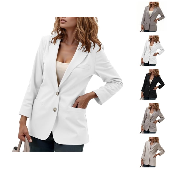 Casual Blazers for Women 2025 Long Sleeve Notch Lapel Collar Single Business Casual Work Office Jacket