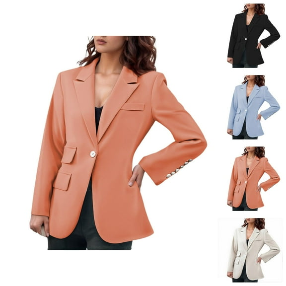 Casual Blazers for Women 2025 Long Sleeve Notch Lapel Collar Slim Fit Business Casual Work Office Jacket