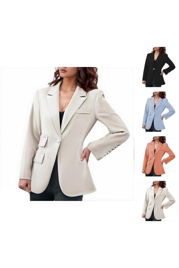 Casual Blazers for Women 2025 Long Sleeve Notch Lapel Collar Slim Fit Business Casual Work Office Jacket