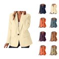 thumbnail image 1 of Casual Blazers for Women 2025 Long Sleeve Open Front Button Notch Lapel Collar Business Casual Work Office Jacket, 1 of 6