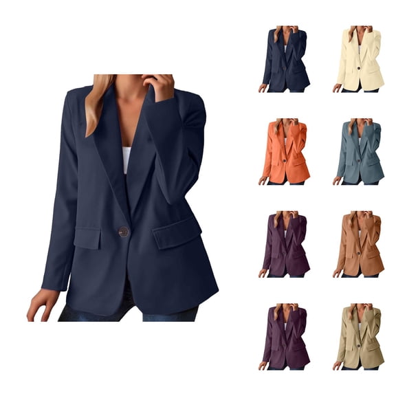 Casual Blazers for Women 2025 Long Sleeve Open Front Button Notch Lapel Collar Business Casual Work Office Jacket