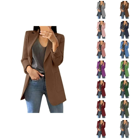 Casual Blazers for Women 2025 Long Sleeve Open Front Notch Lapel Collared Business Casual Work Office Jacket