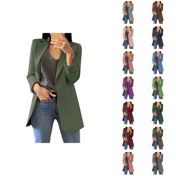 Casual Blazers for Women 2025 Long Sleeve Open Front Notch Lapel Collared Business Casual Work Office Jacket