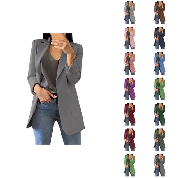 Casual Blazers for Women 2025 Long Sleeve Open Front Notch Lapel Collared Business Casual Work Office Jacket