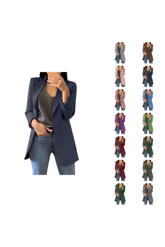 Casual Blazers for Women 2025 Long Sleeve Open Front Notch Lapel Collared Business Casual Work Office Jacket