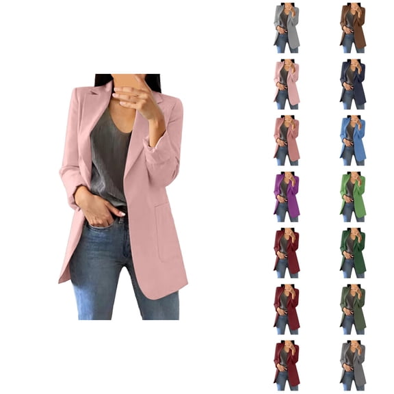 Casual Blazers for Women 2025 Long Sleeve Open Front Notch Lapel Collared Business Casual Work Office Jacket