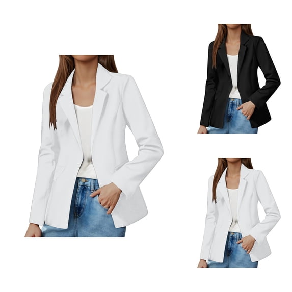 Casual Blazers for Women 2025 Long Sleeve Single Notch Lapel Collared Business Casual Work Office Jacket