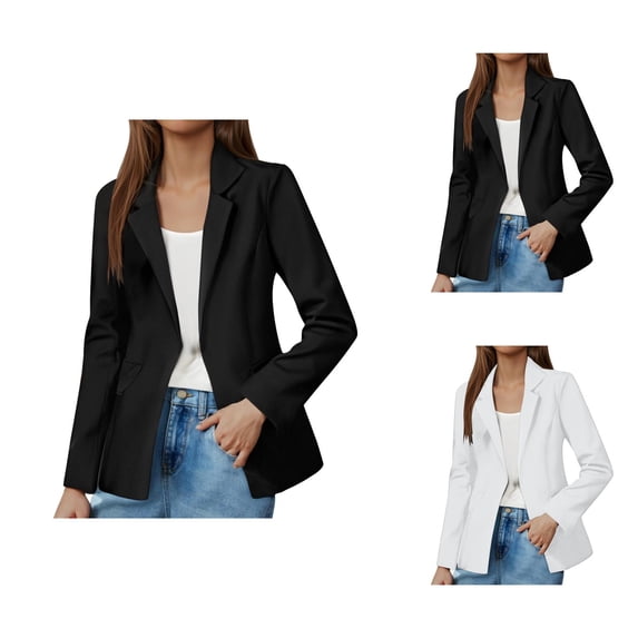 Casual Blazers for Women 2025 Long Sleeve Single Notch Lapel Collared Business Casual Work Office Jacket