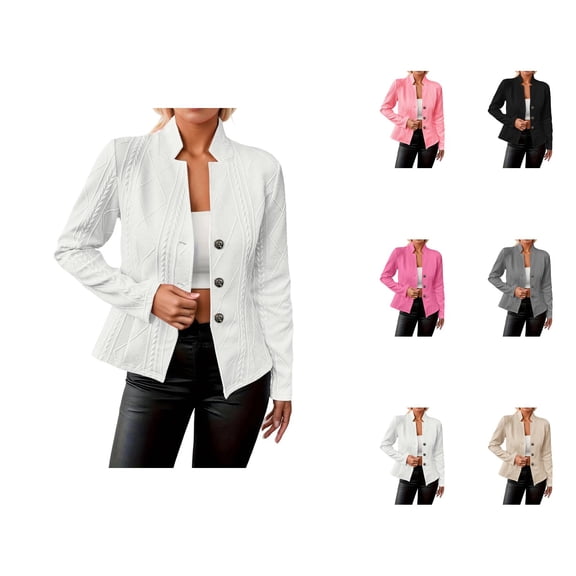 Casual Blazers for Women 2025 Long Sleeve Textured Open Front Notch Collar Business Casual Work Office Jacket