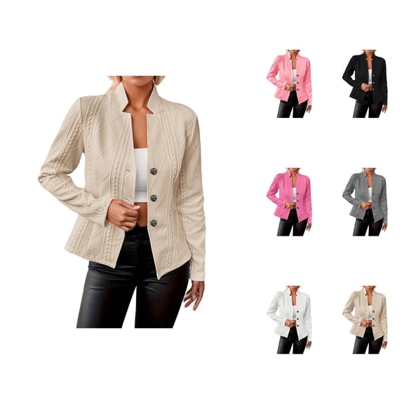 Casual Blazers for Women 2025 Long Sleeve Textured Open Front Notch Collar Business Casual Work Office Jacket