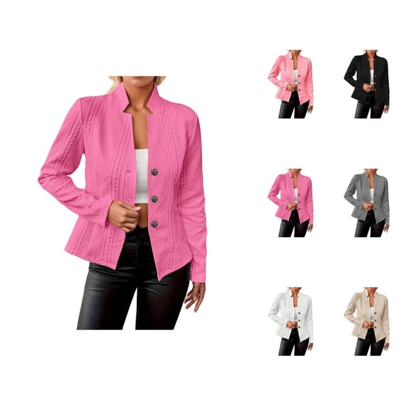 Casual Blazers for Women 2025 Long Sleeve Textured Open Front Notch Collar Business Casual Work Office Jacket