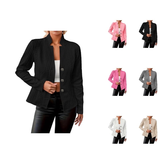 Casual Blazers for Women 2025 Long Sleeve Textured Open Front Notch Collar Business Casual Work Office Jacket