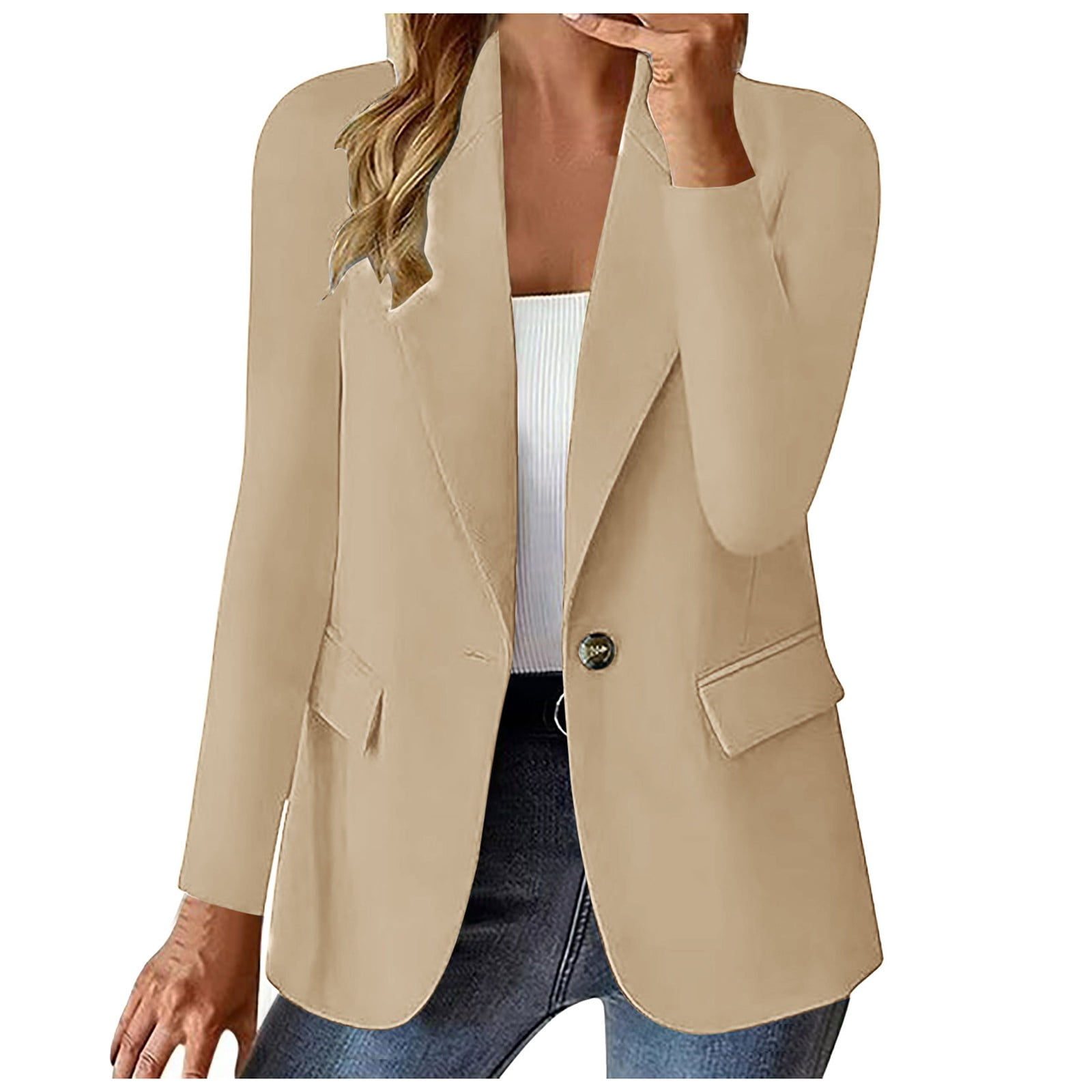 Casual Blazers for Women Long Sleeve Suit Coat Regular Fit Work Office