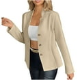 thumbnail image 1 of Casual Blazers for Women Trendy Textured Solid Color Fitted Work Office Jacket Notch Collar Business Dressy Coat (XL, Khaki), 1 of 5