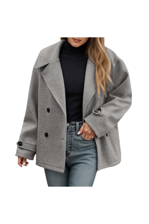 Casual Blend Cropped Jacket for Everyday Wear Button Up Long Sleeve Open Front Cardigan Outerwear Women’s Casual Jacket Women's Bomber Jacket Casual Coat