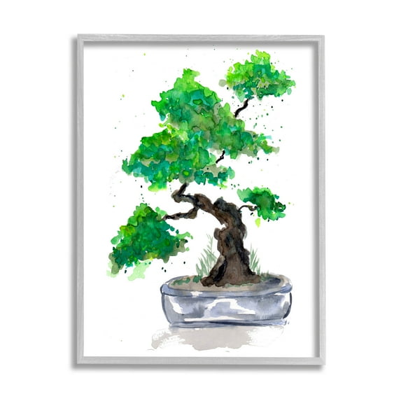 Casual Blooming Bonsai Tree Botanical & Floral Graphic Art Gray Framed Art Print Wall Art