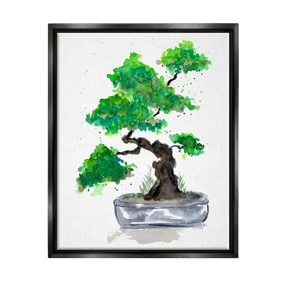 Casual Blooming Bonsai Tree Botanical & Floral Graphic Art Jet Black Framed Art Print Wall Art