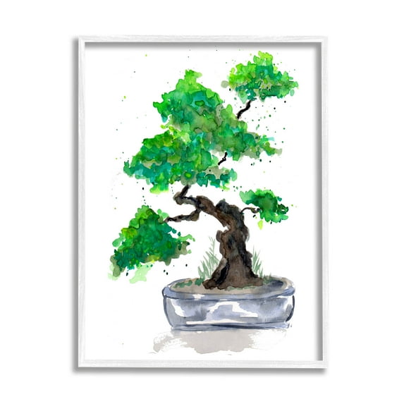 Casual Blooming Bonsai Tree Botanical & Floral Graphic Art White Framed Art Print Wall Art