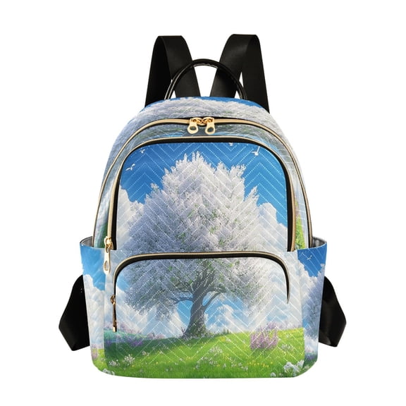 Casual Blossoming Tree in Sunny Field Backpack for School,College and Travel, Water Resistant Bookbag,