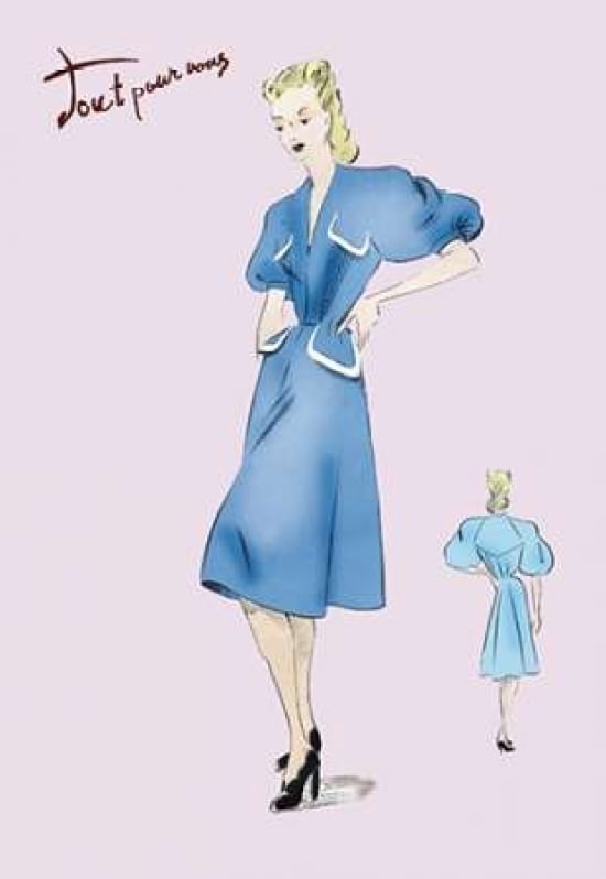 Casual Blue Dress 1947 Canvas Art - Unknown (24 x 36)