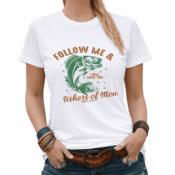 Casual Boho Fishers Of Men Outdoor Christian Graphic Tees Womans Tshirt White/Black S-5XL Tops