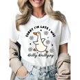 thumbnail image 1 of Casual Boho Thrifting Duck Shopping Graphic Tees Womans Tshirt Black White S-5XL Tops, 1 of 4