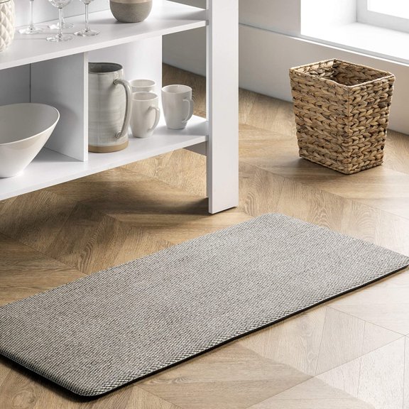 Casual Braided Anti Fatigue Kitchen or Laundry Room Comfort Mat, 2x4, Light Grey