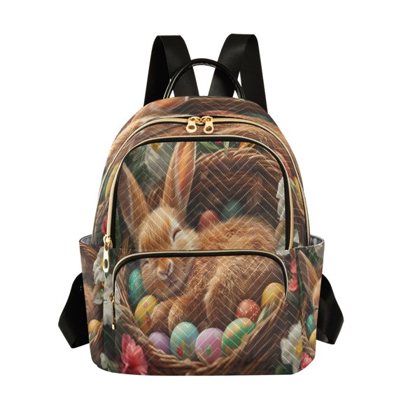 Casual Bunny Sleeping with Easter Eggs Backpack for School,College and Travel, Water Resistant Bookbag,