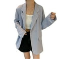 thumbnail image 1 of Casual Business Suit Jacket Pure Color Long Sleeve Turn Down Collar Loose Lightweight Women's Office Work Jacket for Dating Purple Free Size, 1 of 8