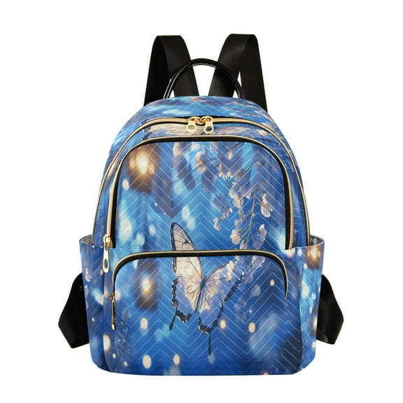 Casual Butterflies Flowers and Glowing Lanterns Backpack for School,College and Travel, Water Resistant Bookbag,