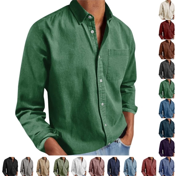 Casual Button Down Shirt for Men Ghalytn Long Sleeve Solid Dress Shirt - Lightweight Top with or without Chest Pocket