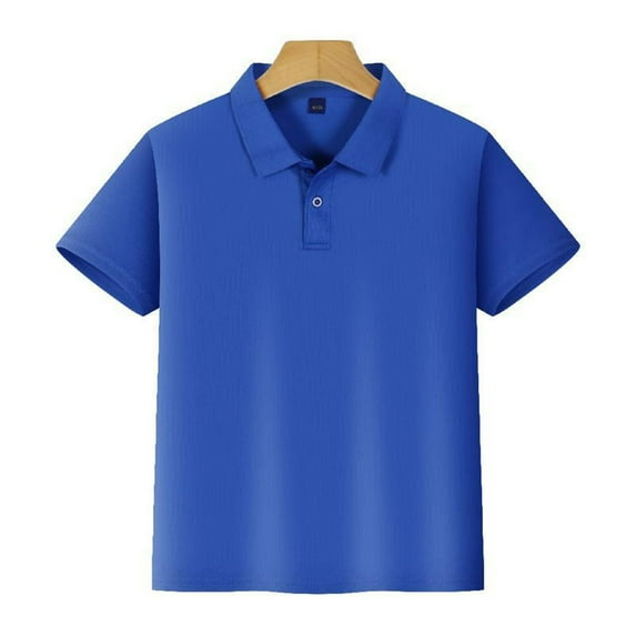 Casual Button Down Shirts Short Sleeve Polo Shirt Blue Dress Shirts for Boys Summer Wedding Guest Dress 10-12 Years